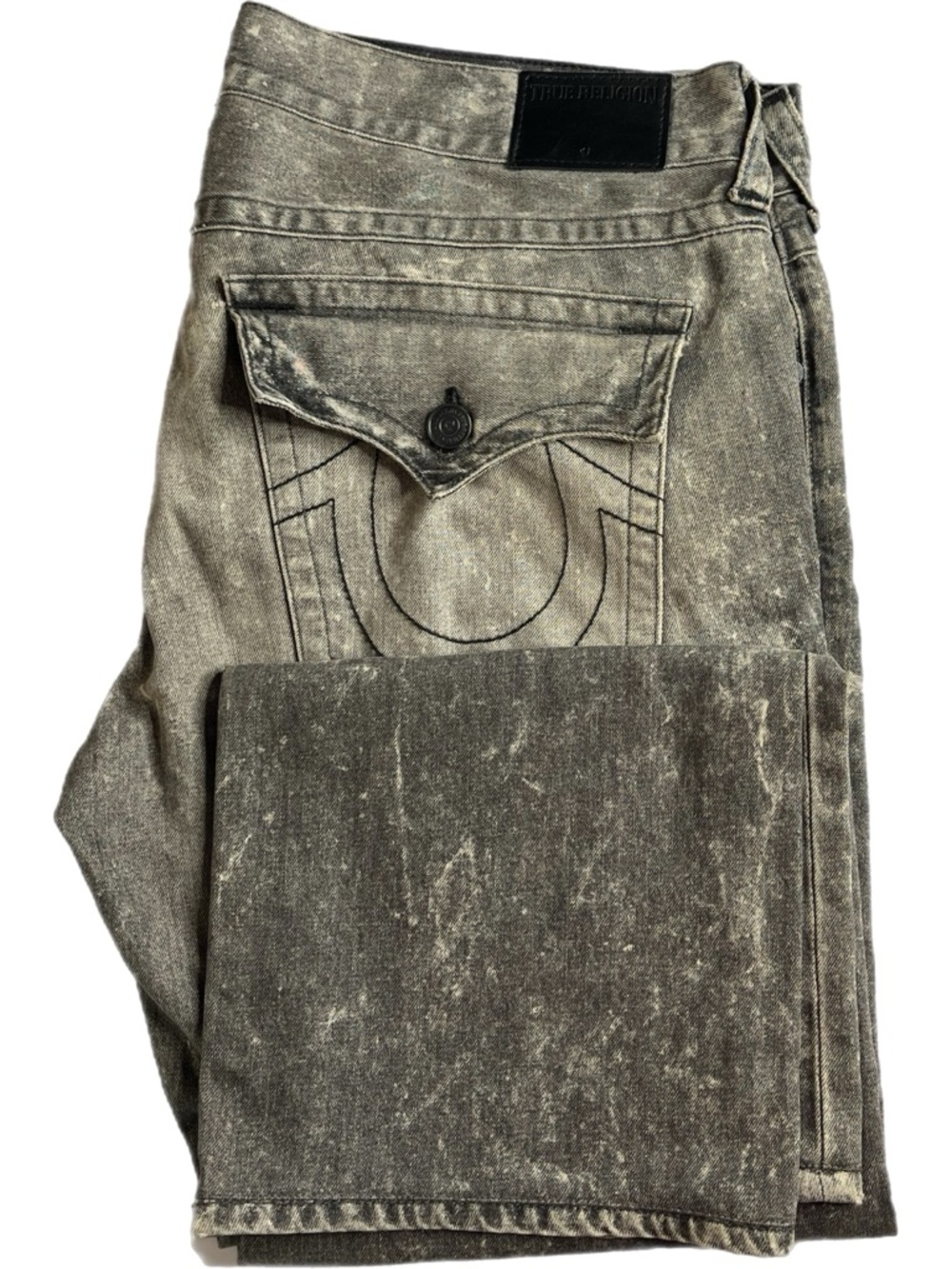 True Religion Ricky Grey Acid Wash Jeans
